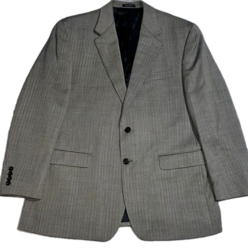 Lauren Ralph Lauren 100% Wool Brown Herringbone Sport Coat Blazer Size 44R